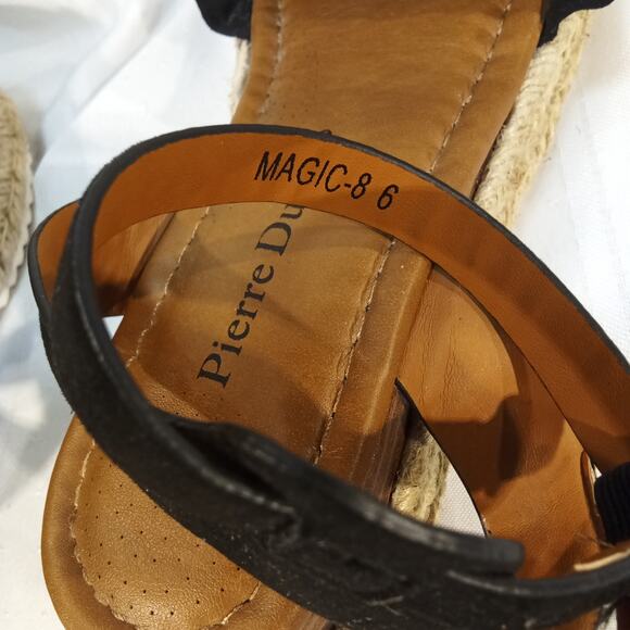 Pierre Dumas MAGIC-8 Black Ruffle Espadrille Sandals Womens Size 6 - Picture 8 of 8